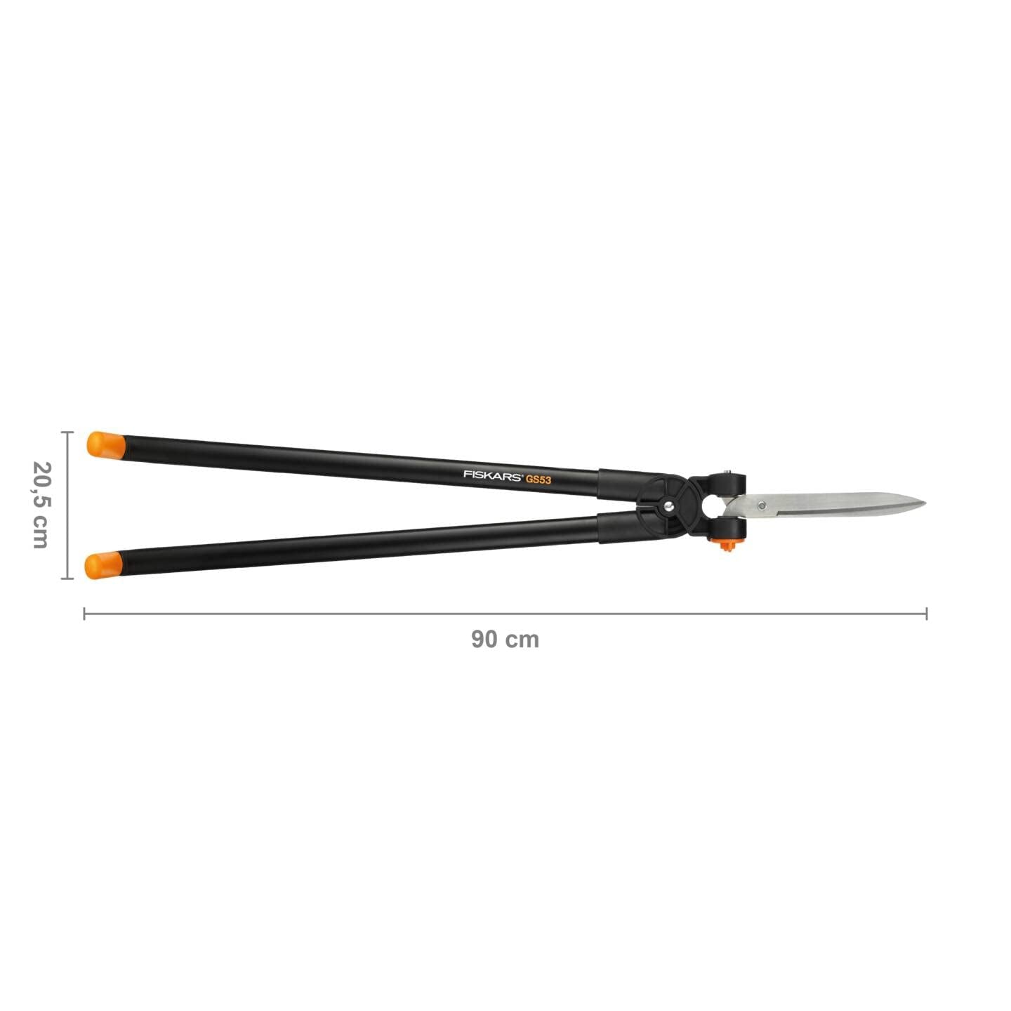 Fiskars Scherenstorch, Multifunktionale Hecken- und Rasenschere, Reichweite bis 2,5 m, Schwarz/Orange, PowerLever, GS53, 1001565