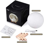 AGM 3D Mondlampe 15CM 2 Farben, USB wiederaufladbare Berührungslampe Empfindliches Nachtlicht mit Holzständer für Schlafzimmer