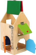 small foot Schlosshaus, aus Holz, mit Schlössern, Riegeln, Hebeln, Scharnieren und Sicherheitskette, ab 3 Jahren, 4432 Spielzeug, Naturholz