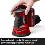 Einhell Akku-Exzenterschleifer TE-RS 18 Li-Solo Power X-Change (Lithium-Ionen, Drehzahl-Elektronik, Mikro-Kletthaftung, inkl. 1x Schleifpapier P80, ohne Akku und Ladegerät)