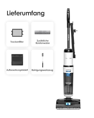 Tineco FLOOR ONE S6 Stretch Steam Nass Trockensauger, 160 °C Tineco BoostSteam, Anti-Verwicklungs-Design, FlashDry Selbstreinigung, Dampfreiniger mit Kabel für eingetrocknete Flecken und Fugen
