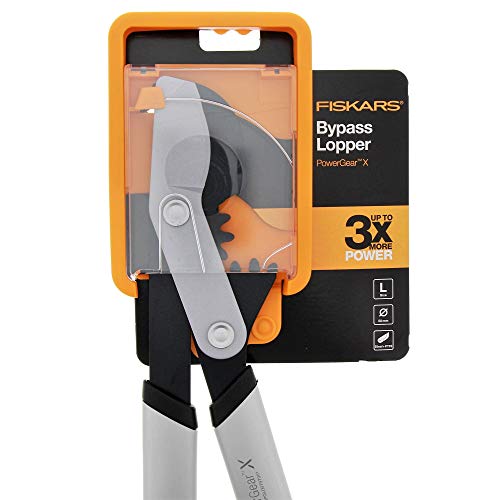 Fiskars PowerGear X Bypass-Getriebeastschere für frisches Holz, Antihaftbeschichtet, Gehärteter Präzisionsstahl, Länge: 80 cm, Schwarz/Orange, LX98-L, 1020188