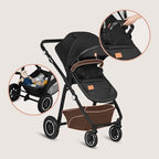 LIONELO BIANKA Kinderwagen 3 in 1 bis 22 kg Babywanne Autositz, Zusammenlegbar, Reise-System, Einstellung der Rückenlehne, Räder 360 Stoßdämpfer, Verdeck XXL