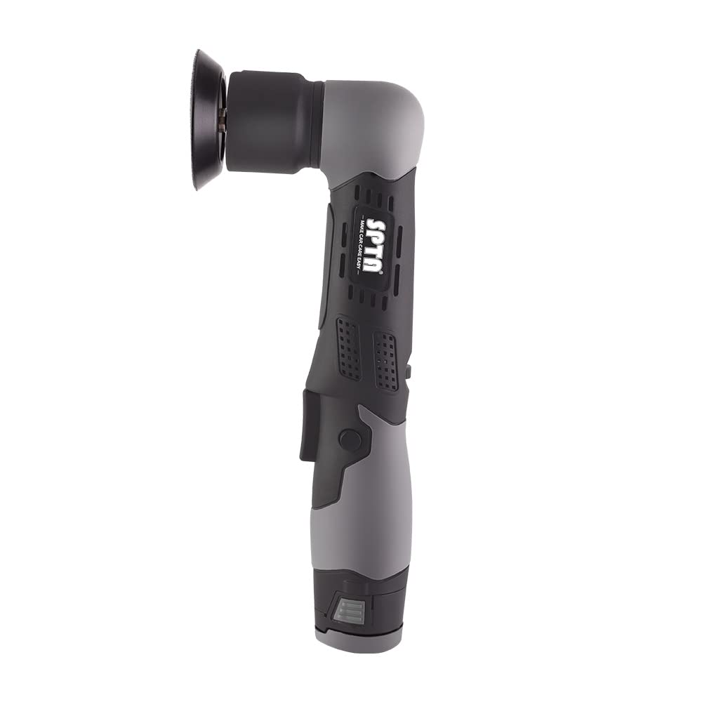 Poliermaschine, Winkelpolierer, SPTA 12V Mini Ezenter Poliermaschine Polierer, Polierer 25mm/50mm/80mm Polierteller/Polierschwamm/Wollscheibe, zum Polieren von Auto, Möbeln - LD104DE-V2