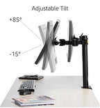 Amazon Basics Monitor-Halterung/Tragarm für 2 Monitore, mit einstellbarer Höhe, Bildschirmneigung und Kabelorganizer, 360-Grad-Drehung,Stahl, Schwarz, 33 bis 76 cm