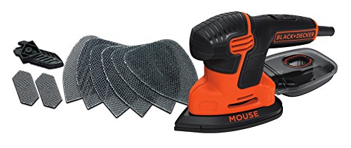 BLACK+DECKER Dreieckschleifer Mouse- Kraftvolle Schleifmaschine mit Staubfangbehälter inkl. Mikrofilter - Für das Abschleifen selbst an schwer zugänglichen Stellen - 1 x Schleifer 120 W - KA2000