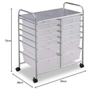 COSTWAY Rollwagen mit 12 stapelbaren Schubladen, Schubladenwagen Rollcontainer mit Metallgestell und Ablagefläche, Badrollwagen Aufbewahrungswagen für Büro, Wohnzimmer (Transparent)