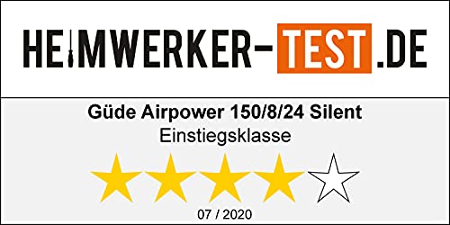 Güde Kompressor Airpower 150/8/24 SILENT (ölfrei, flüsterleise, max. 8 bar, 1100 W, 24 l Kessel , eff. Liefermenge 130 l/min, Druckminderer, 2x Manometer, Sicherheitsventil & Wasserablassschraube)
