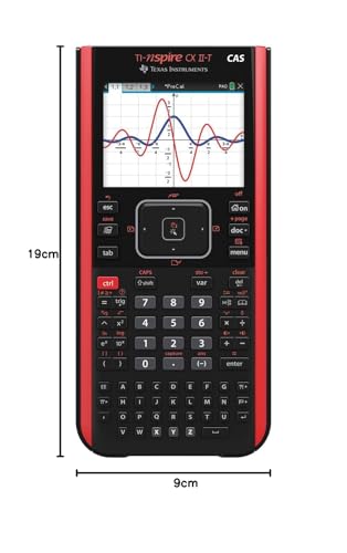 Texas Instruments TI-Nspire CX II-T CAS Graphikrechner (800 Funktionen, farbige Darstellung, 3D Anzeige) Schwarz Rot