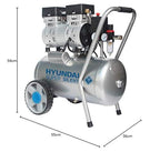 HYUNDAI Silent Kompressor SAC55752 | 24L Kessel, 8bar, ölfrei | 0.75kW / 1.0PS | Ansaugleistung 125 L/Min | Öl-Wasserabscheider | 59dB Luftkompressor leise, Flüster-Kompressor
