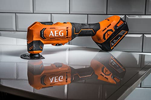 AEG 18 V PRO18V Akku-Multitool BMT18-0(Oszilationswinkel 3,6°, Schwingzahl 0-20.000 min-1, variable Geschwindigkeitsregulierung, werkzeugloser Klingenwechsel, LED, ohne Akku&Ladegerät), Schwarz/Orange