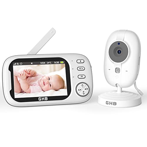 GHB Babyphone mit Kamera 3,5 Zoll Video Baby Monitor mit VOX Modus Nachtsicht Gegensprechfunktion Schlaflieder