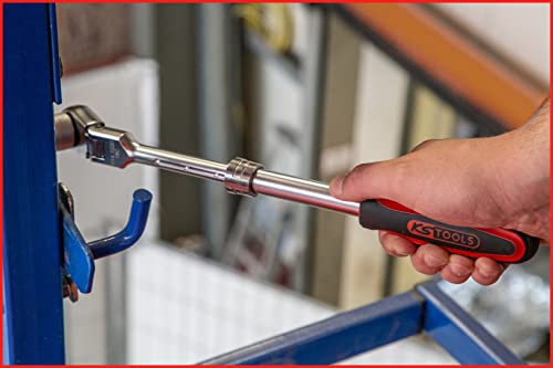 KS Tools 914.1220 1/2" SlimPOWER Teleskop-Gelenk-Umschaltknarre, 72 Zahn