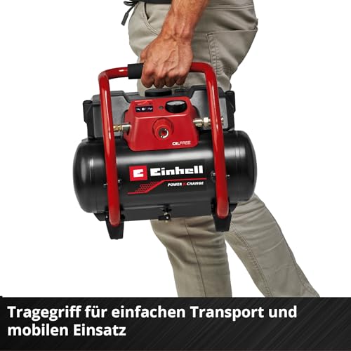 Einhell Akku-Kompressor TE-AC 36/150 Li OF-Solo Power X-Change (36 V, max. 8 bar, 6 l Tank, 150 l/min Ansaugleistung, Manometer, ölfrei, ohne Akku)