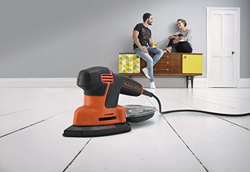 BLACK+DECKER Dreieckschleifer Mouse- Kraftvolle Schleifmaschine mit Staubfangbehälter inkl. Mikrofilter - Für das Abschleifen selbst an schwer zugänglichen Stellen - 1 x Schleifer 120 W - KA2000