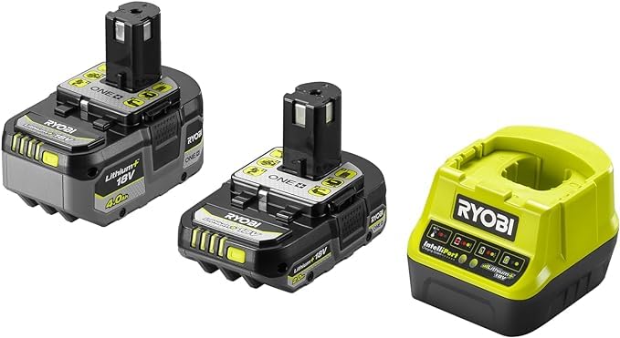 RYOBI 18V ONE+ 8-tlg, Akku-Combo-Kit RCK184O-242SZL, Schlagbohrschrauber, Winkelschleifer, Handkreissäge, Delta-Vibrationsschleifer, 2x Akkus (4,0Ah & 2,0Ah), Ladegerät, Werkzeugtasche