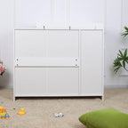 ecomi Wickelkommode Wickeltisch Baby Kommode aus Holz mit Wickelaufsatz, 3 Schubladen, 1 Tür, 100 cm Höhe in Weiß, Wickeltisch 113x100 cm Griffe verchromt