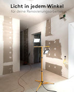 Goobay 2 x 50W Baustrahler LED mit Stativ einstellbar und 2,5m Kabel für Baustelle, Werkstatt oder Keller - IP65 Baulampe LED für Innen- & Außenbereich - Strahler 2x8500 Lumen kaltweißes Licht 6500K