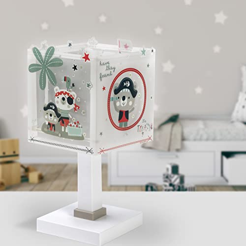 Dalber Kinder Tischlampe Nachttischlampe Piraten The Pirates Tiere, Grau, 14 x 14 x 29 cm