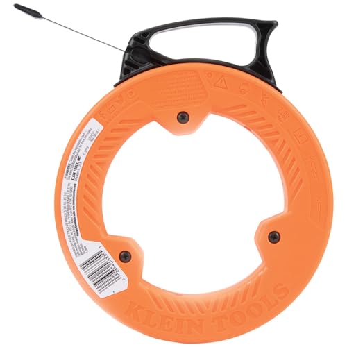 Klein Tools 56335 | Einziehband Federstahl 7,6 m | Elektriker Kabel-Einziehband mit Markierungen alle 30 cm | Strapazierfähig und flexibel | Griffiges, kompaktes Ziehband
