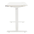 Amazon Basics Sitz-Steh-Schreibtisch, elektrisch höhenverstellbar, 120 x 60 cm, ergonomisch, mit einfacher Bedienung, Tischplatte und Rahmen in Weiß