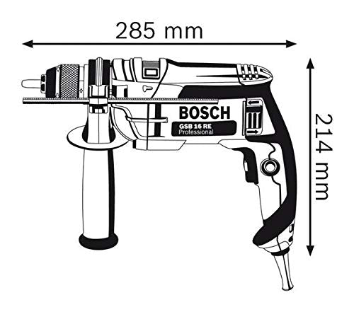 Bosch Professional Schlagbohrmaschine GSB 16 RE (inkl. Schnellspannbohrfutter 13mm, Tiefenanschlag 210mm, Zusatzhandgriff, Handwerkoffer)