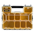 STANLEY FATMAX Profi Werkzeug-Organizer (45 x 12 x 36 cm, tiefe Fächer, mit transparentem, schlagfestem Deckel, integriertem Griff & Metallschließen, 10 herausnehmbare Boxen) 1-97-518