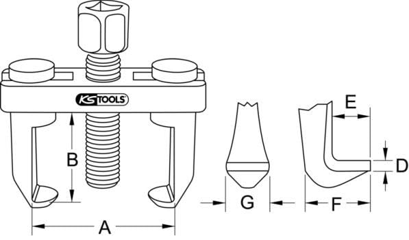 KS Tools 700.1185 Universal-Scheibenwischarm-Abzieher 2-armig, Schwarz