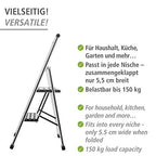 WENKO Leichte Aluminium Trittleiter mit 2 Stufen für 50 cm höheren Stand, rutschsichere XXL-Stufen, Design Klapptrittleiter, TÜV Süd Zertifiziert, 44 x 101 x 5,5 cm, Silber matt