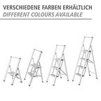 WENKO Leichte Aluminium Trittleiter mit 2 Stufen für 50 cm höheren Stand, rutschsichere XXL-Stufen, Design Klapptrittleiter, TÜV Süd Zertifiziert, 44 x 101 x 5,5 cm, Silber matt