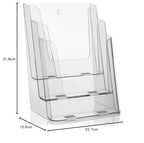 VITAdisplays® Tisch-Prospektständer, DIN A4, 3 Etagen, Transparent (NE-240)