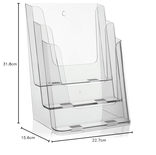 VITAdisplays® Tisch-Prospektständer, DIN A4, 3 Etagen, Transparent (NE-240)