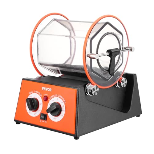 VEVOR Poliertrommel Schmuck-Poliermaschine 5 kg, Rotary Tumbler Oberflächenpolierer 60 W, Schmuck Polieren Dreh-Tumbler Einstellbare Zeit & Drehzahl Polierer Kugelmühle, für Gold, Silber usw.