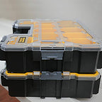 STANLEY FATMAX Profi Werkzeug-Organizer (45 x 12 x 36 cm, tiefe Fächer, mit transparentem, schlagfestem Deckel, integriertem Griff & Metallschließen, 10 herausnehmbare Boxen) 1-97-518