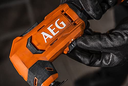 AEG 18 V PRO18V Akku-Multitool BMT18-0(Oszilationswinkel 3,6°, Schwingzahl 0-20.000 min-1, variable Geschwindigkeitsregulierung, werkzeugloser Klingenwechsel, LED, ohne Akku&Ladegerät), Schwarz/Orange