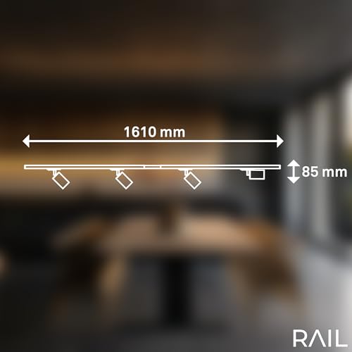 BRILONER - Schienensystem Rail Starterset, 4x GU10 Spots schwenkbar, erweiterbar, Lichtschienensystem Decke, Strahler Schiene, Deckenlampe, Deckenleuchte, Spotlight, 1,5 m, Schwarz