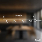 BRILONER - Schienensystem Rail Starterset, 4x GU10 Spots schwenkbar, erweiterbar, Lichtschienensystem Decke, Strahler Schiene, Deckenlampe, Deckenleuchte, Spotlight, 1,5 m, Schwarz