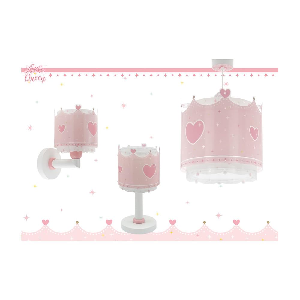 Dalber kinder Wandlampe kinderzimmer, Kinderlampe Wandleuchte Little Queen Krone rosa, 61109, E27