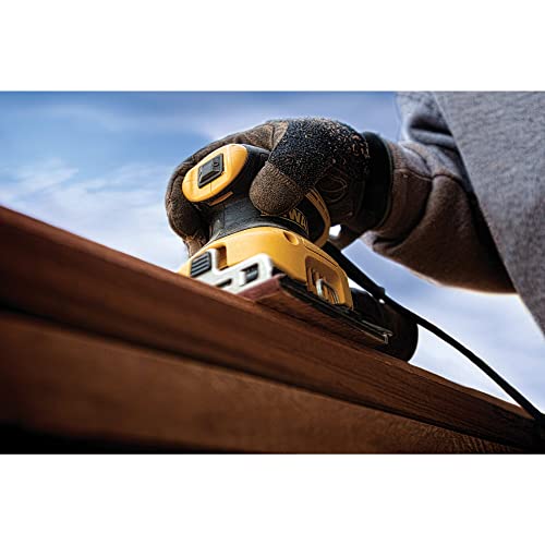 DEWALT Vibratiosnschleifer/Schwingschleifer (230 Watt, Schwingkreis-ø 1.6 mm, Schleifplatte 108 x 115 mm, Klettfix, AirLock kompatibel, inkl. Staubfangsack & Absaugadapter) DWE6411-QS