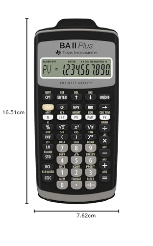 Texas Instruments BA II Plus Finanzrechner (Einzeiliges, 10-stelliges Display, Batteriebetrieb) Schwarz-Grau