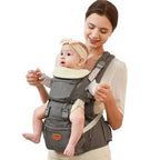 SUNVENO Babytrage Ergonomisch，Baby Carrier mit Abnehmbarer Kapuze, Hüftsitz baby mit Speicheltuch, 3in1 Babybauchtragen für Baby 3-36 Monate, Babyrückentragen 0-20Kg (Grau)