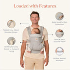 Ergobaby Babytrage für Neugeborene bis zum Kleinkind, 4-Positionen Omni 360 Cool Air Mesh Pearl Grey, Ergonomische Baby-Tragetasche Bauchtrage Rückentrage