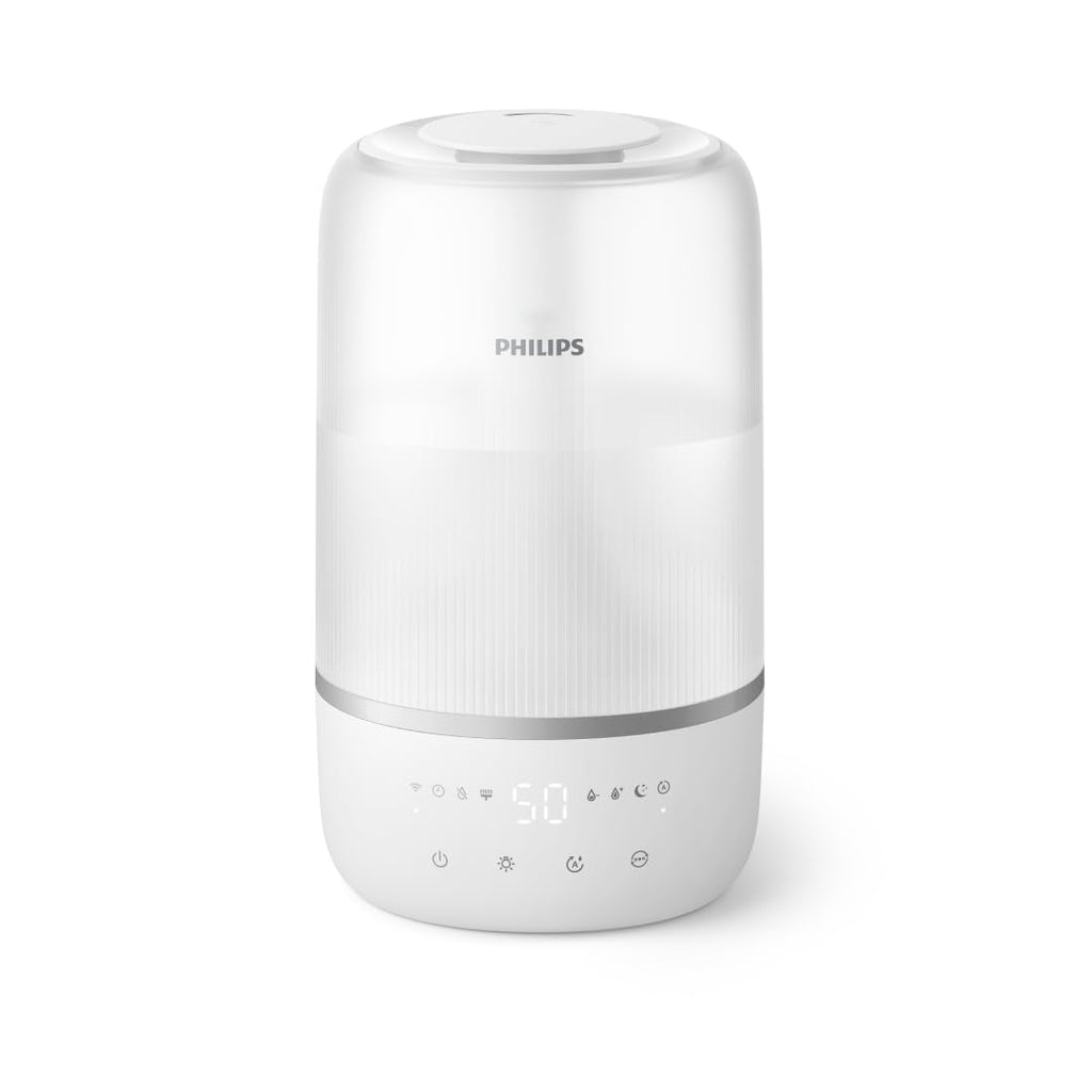 Philips Smart Humidifier - kompakt und dennoch leistungsstark mit himmelhohem Nebel, Aromatherapie, leise mit Schlaffunktion und Nachtlicht, für (Schlaf-) Räume bis zu 38 m² (HU1509/00)