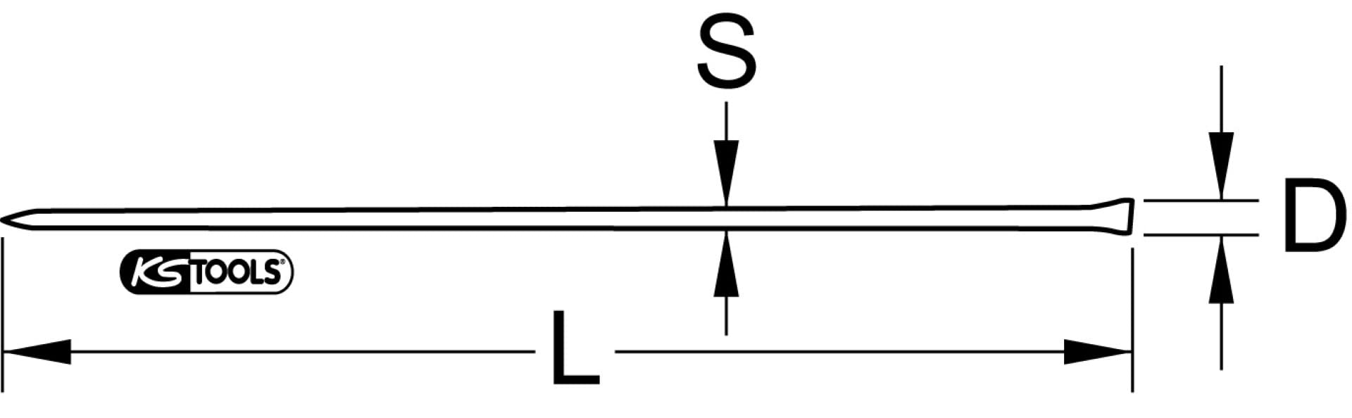 KS Tools 156.0595 Nageleisen, 8-kant, 1500mm, Rot