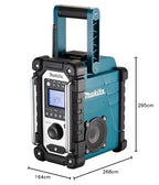 Makita DMR115 Akku-Baustellenradio (ohne Akku, ohne Ladegerät), Türkis, Schwarz, Silber