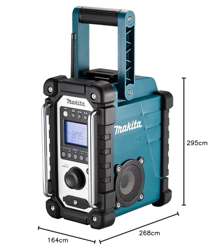 Makita DMR115 Akku-Baustellenradio (ohne Akku, ohne Ladegerät), Türkis, Schwarz, Silber