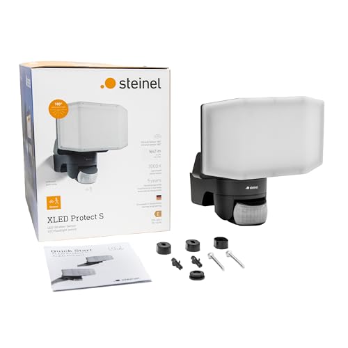 Steinel LED Strahler XLED Protect S Anthrazit, 180°/10 m Bewegungsmelder, Panorama Flutlicht, LED Panel voll schwenkbar, 14.3 W, IP54