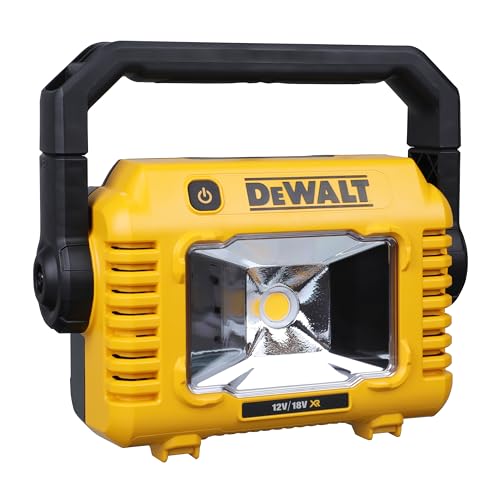 Dewalt LED Akku-Baustellenleuchte DCL077 (sehr hohe Lichtstärke von bis 2.000 Lumen, robuster Multi-Positionsgriff, IP54, mit Stativaufnahme 1/4" und 5/8", Lieferung ohne Akku und Ladegerät)