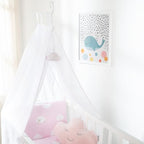 roba Babywiege 40 x 90 cm Kleine Wolke aus Holz - Stubenwagen & Wiege - Bett Set komplett mit Feststellfunktion - Wolken Motiv in Rosa - Inkl. Ausstattung - Holz weiß