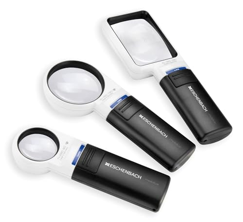 Eschenbach Optik Handlupe mobiluxLED mit LED-Beleuchtung und 4X-Vergrößerung Linsengröße: 75x50mm - Made in Germany